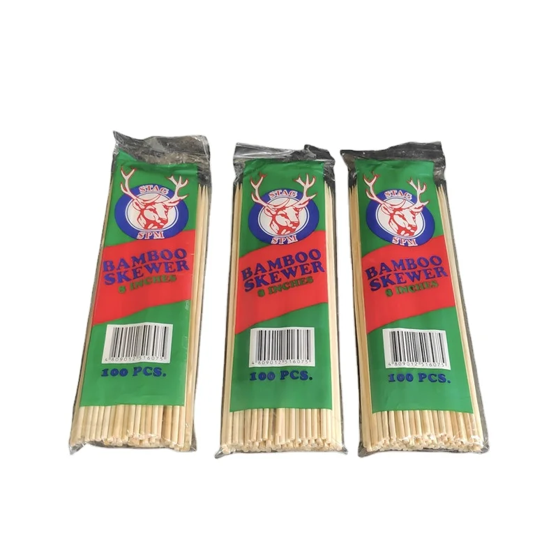 Bamboo Skewers 6 Inch (200 Pcs) Natural BBQ for Shish Kabob, Grill, Appetizer, Fruit, Corn, Chocolate Fountain skewers