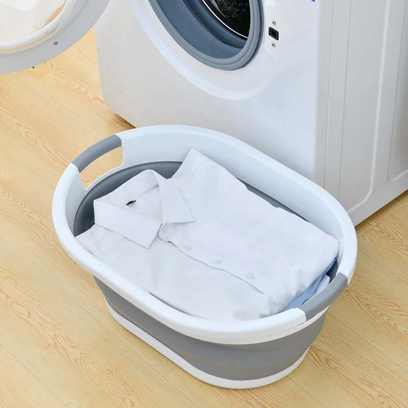 Modern Oval Foldable Container Storage Plastic Laundry Basket for Sale