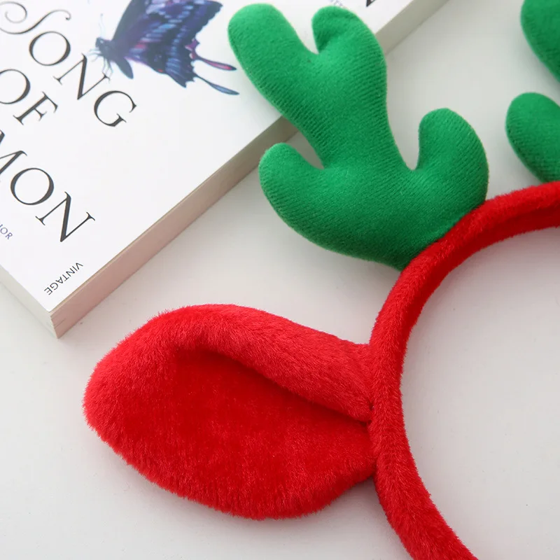 Plush Fabric 3D Cartoon Antlers and Elk Ears Hair Hoop Children Cute Christmas Accessories Little Girls Furry Headbands