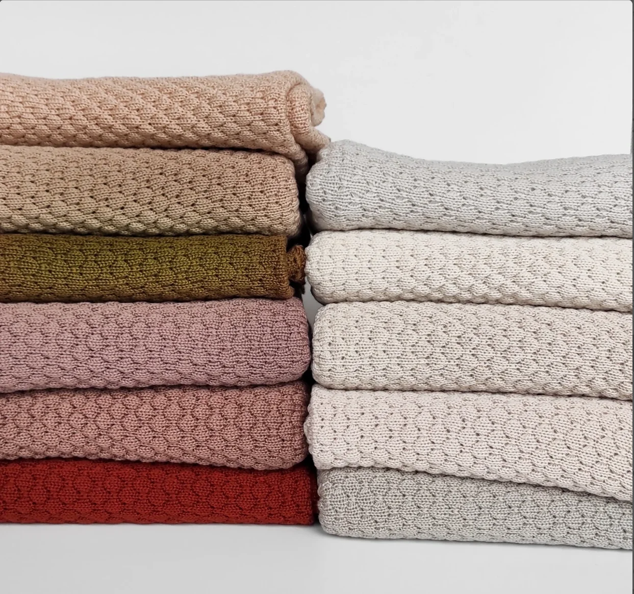 Brown baby blanket merino wool knit for gender neutral newborn baby nursery