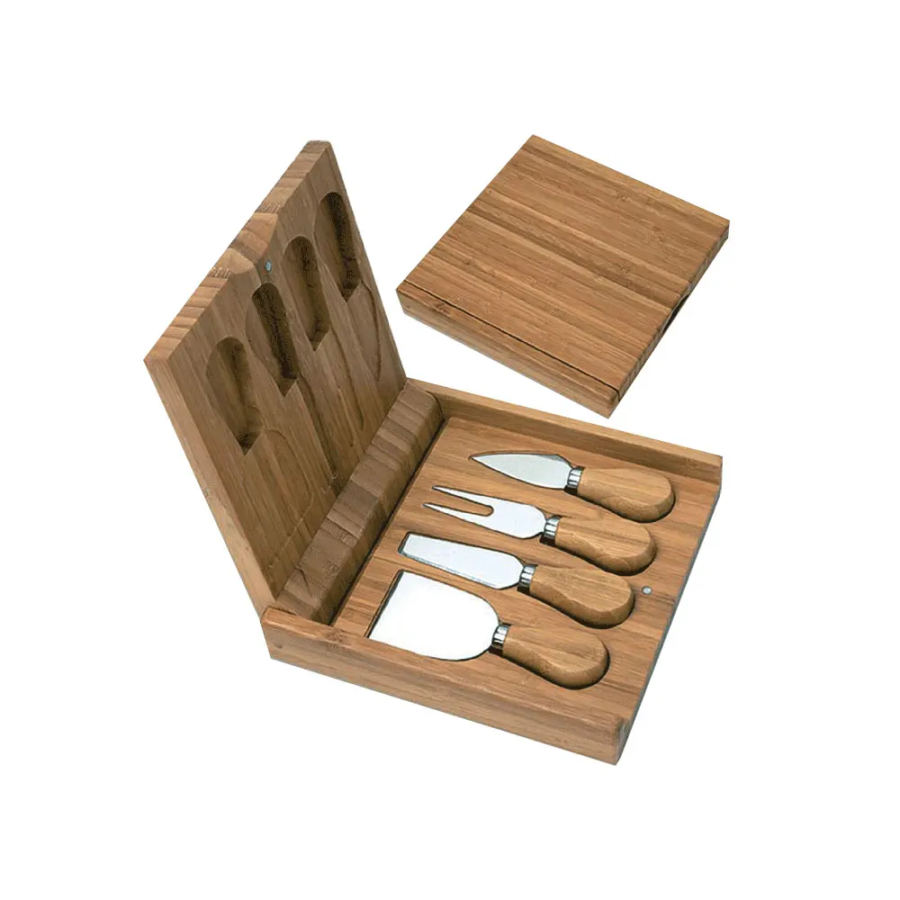 Eco-Friendly Elegant Individual Packing Wooden Box Design Cheese Board And Knife Set Luxury Cheese Board Set For Gift