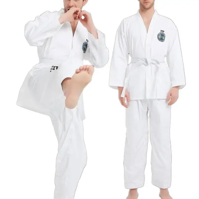 Professional V-neck Ribbed Taekwondo Customized Summer Uniforms Karate Clothes Martial Art Wears