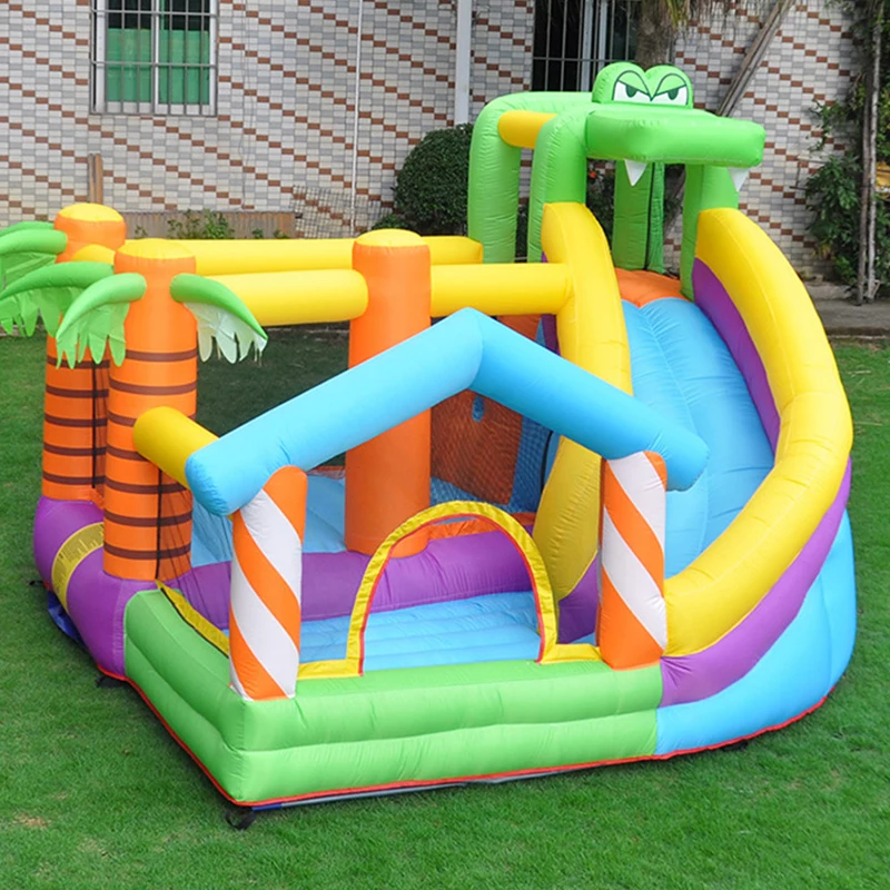 Inflatable Bounce House Crocodile Jumping Bouncy Castle with Blower for Kids Storage Bag Included