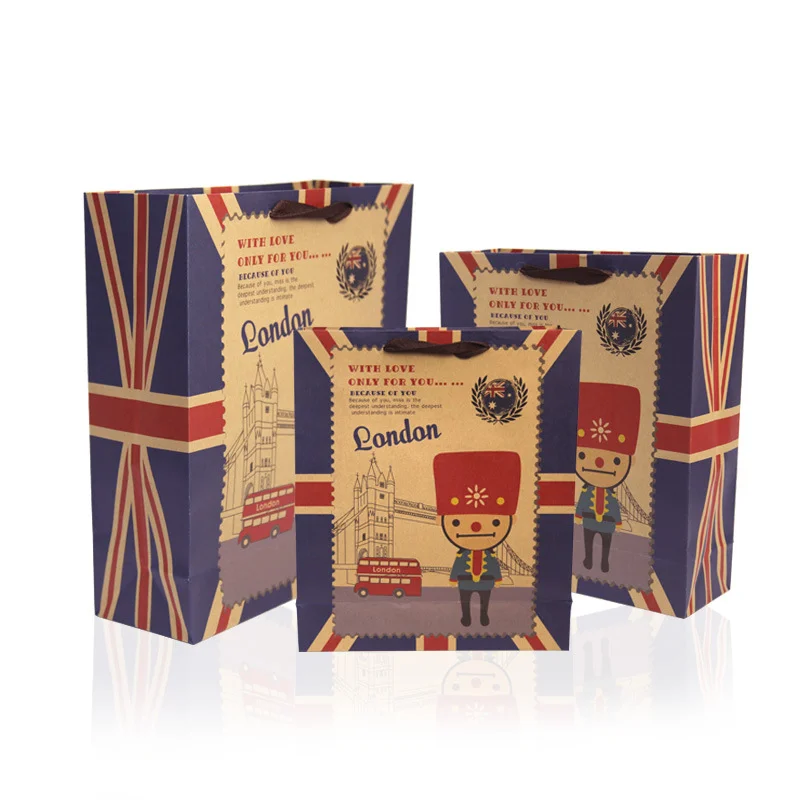 Luxury Design Orange Printed Large Handle Customised Paper Shopping Bag with Logo