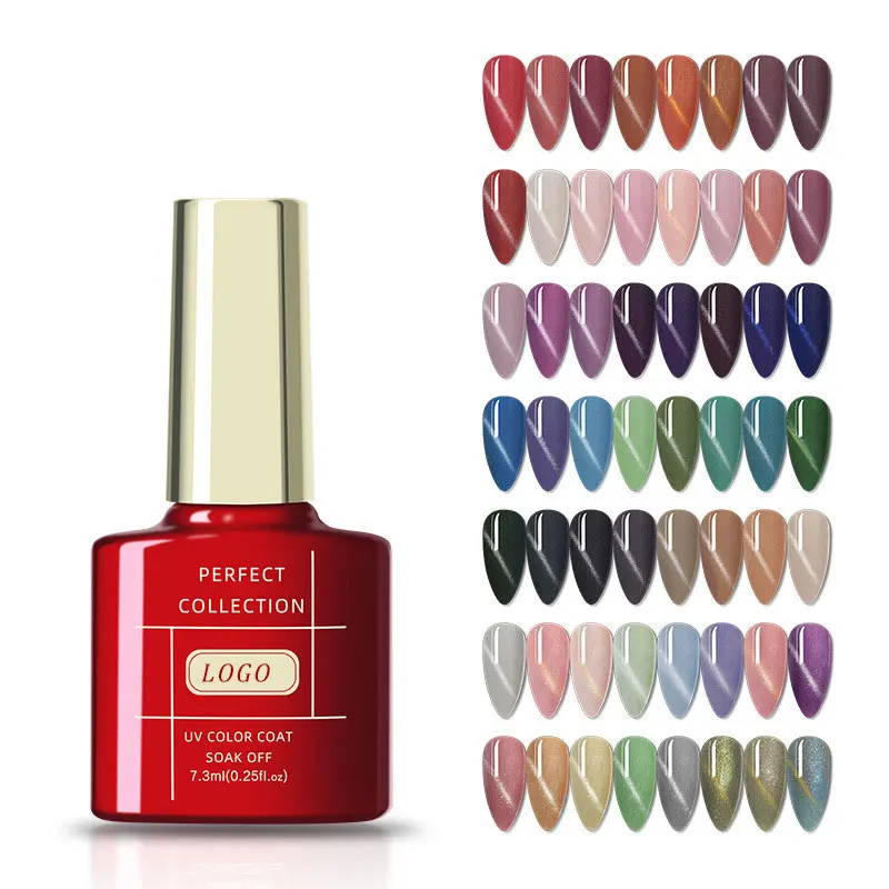 RubioAroma Custom Logo Private Label Uv Led Nail Art Soak Off 56 Color Starry Magic Resin Organic Magnetic Cat Eye Gel Polish