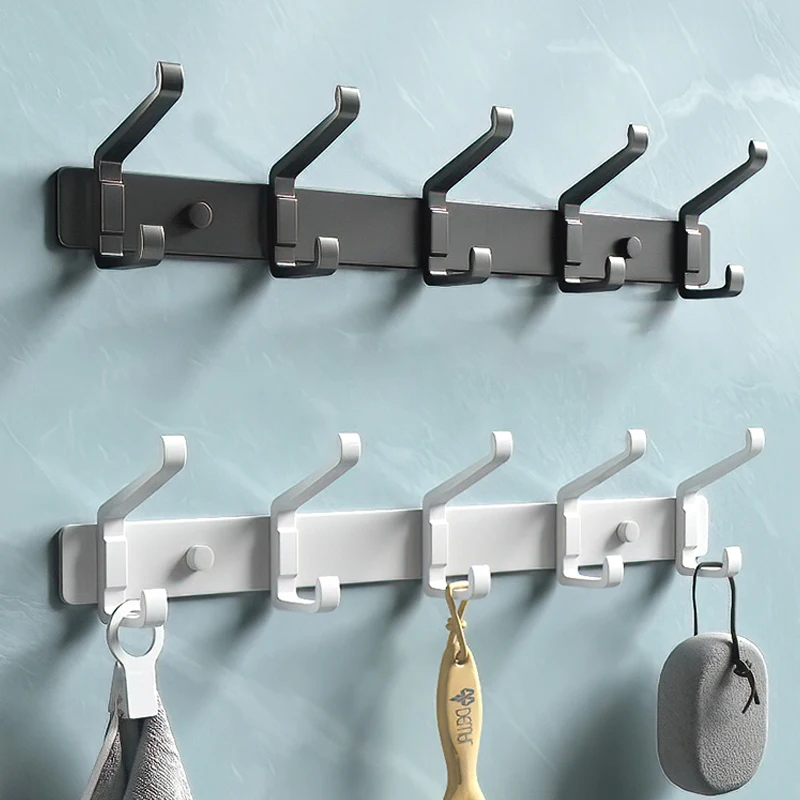Wall Mounted Hanger Slat Shelf Rack Multifunction Metal Door Coat Hook Rails for Clothes