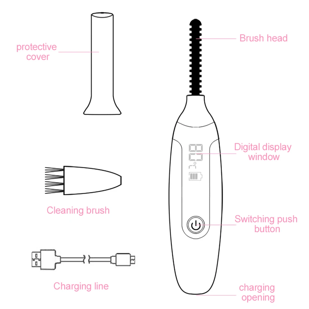 Wholesale Rechargeable Portable Mini Electric Eyelashes Curler Heated Lash Lift 3D Black Eyelash Curler