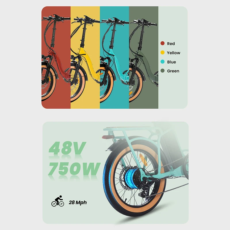 New design Foldable Electric Bicycle 48V 500W 15Ah lithium battery Suspension Fork  US warehouse stock for woman