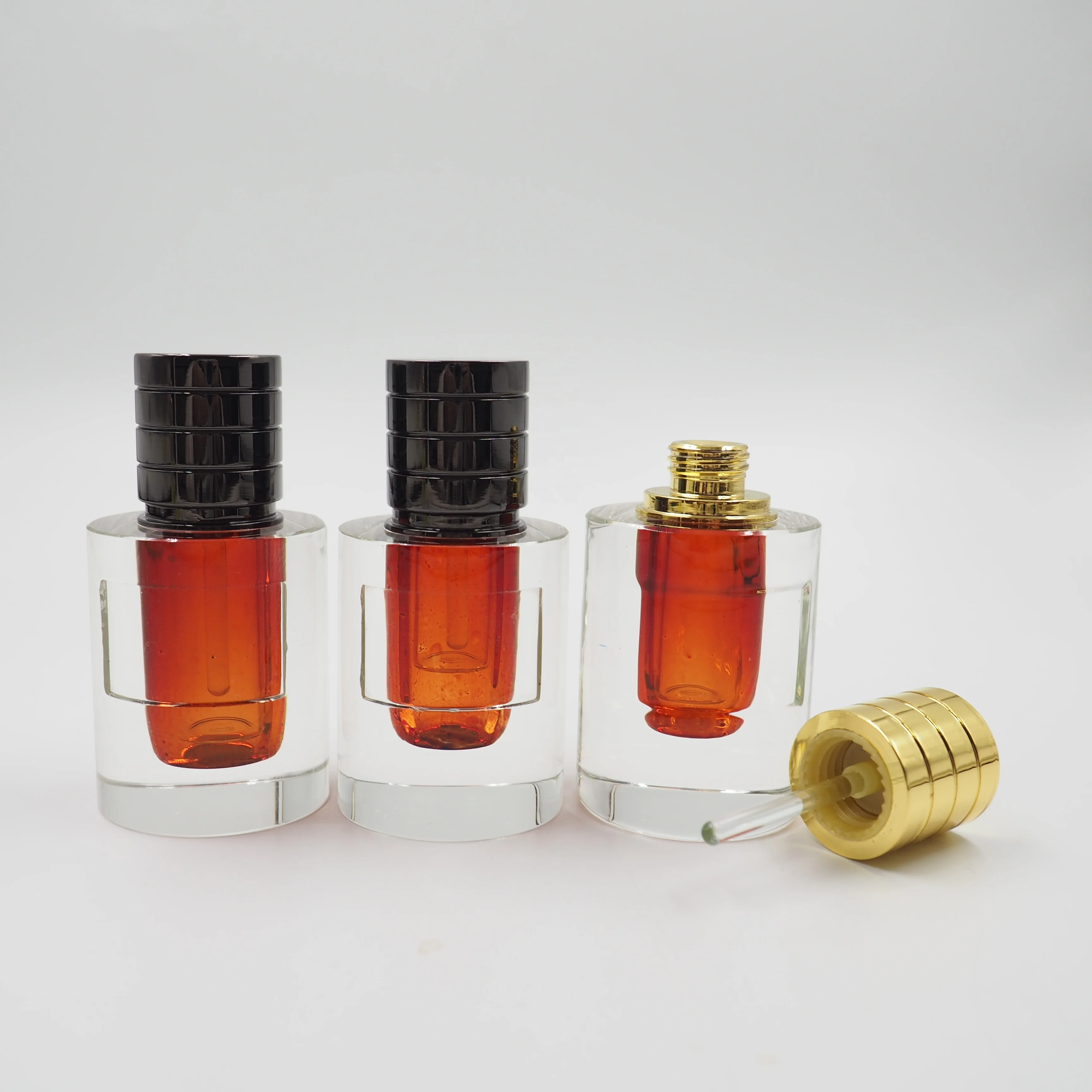 3ml new designed wholesale perfume bottle fancy attar bottle with screw metal collar