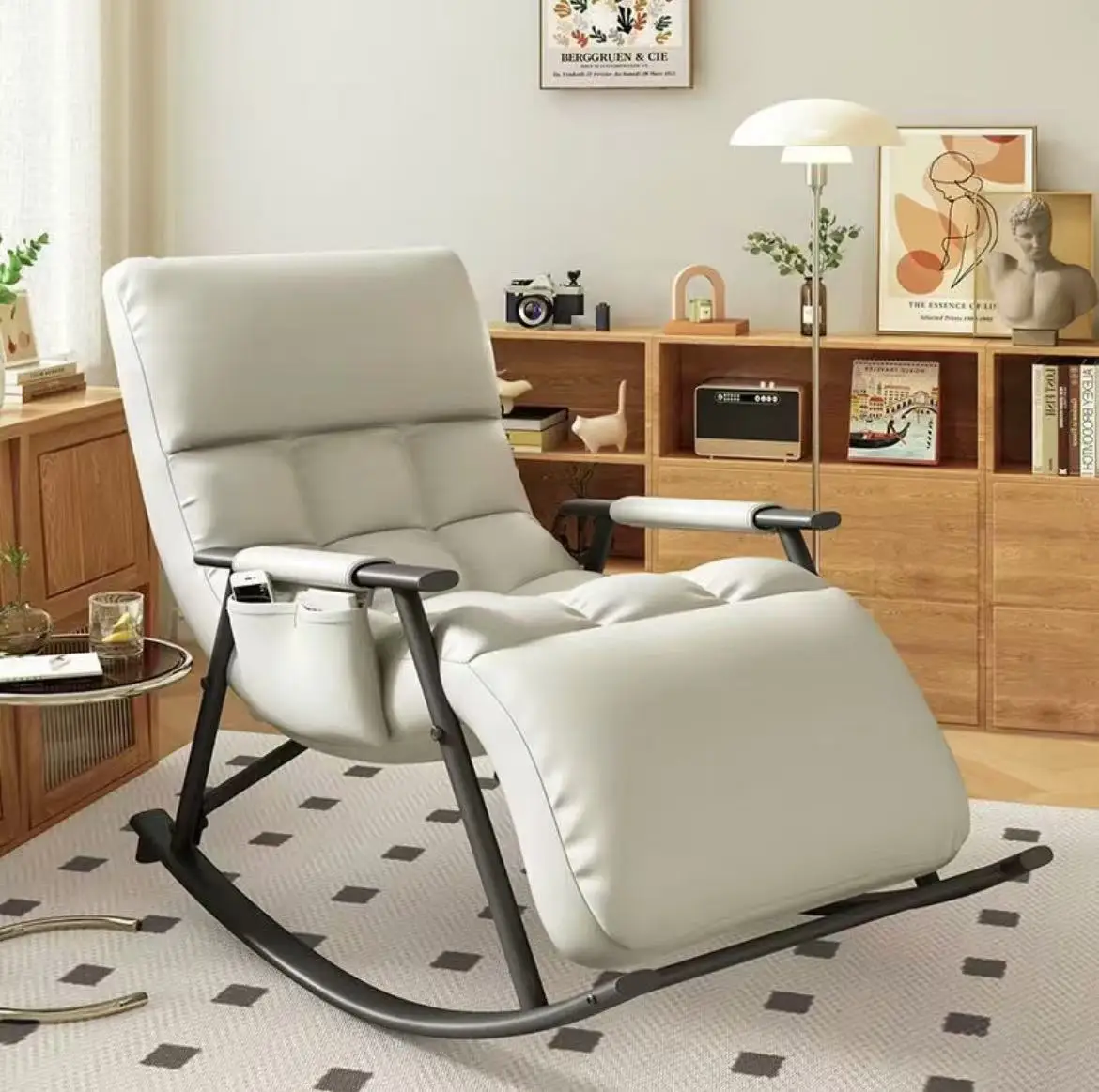 Nordic Modern Leisure Living Room Rocking Chair Comfortable Adult Plastic Metal Frame Wholesale Bedroom Furniture-Chaise Lounge