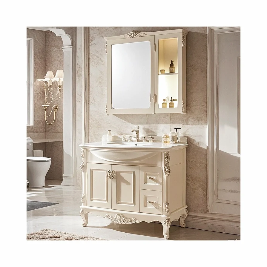 hot sale for wholesale Solid Wood Light Luxury wash basin modern bath set floating vanity bathroom vanity Bathroom Cabinet