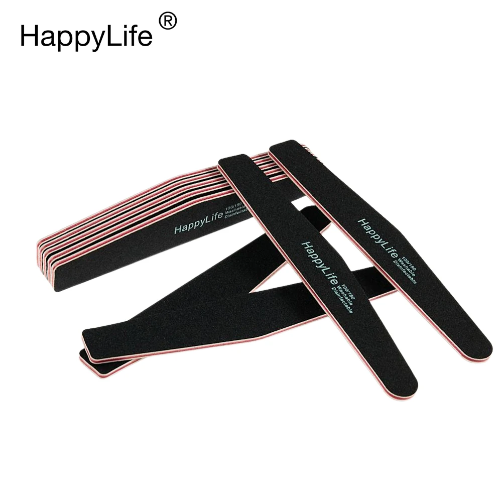 HappyLife OEM Salon Customized High Quality Emery Board Zebra Grit 100 180 Private Label Sandpaper Nail File