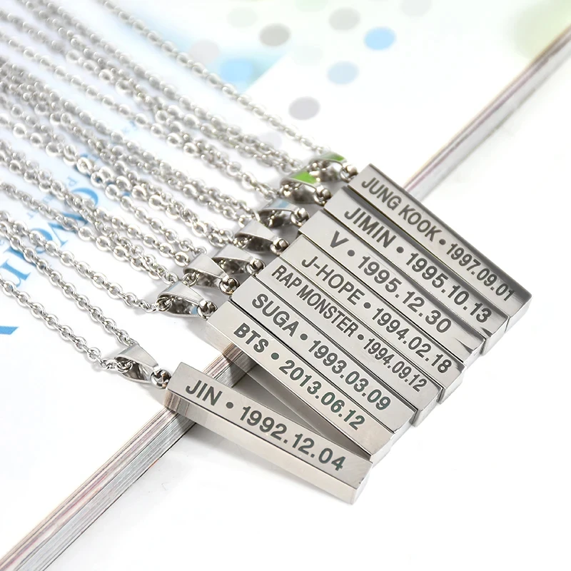 Jewelry Personalized Nameplate Necklace Stainless Steel Customized Engraved Logo Pendant Name Bar Necklace