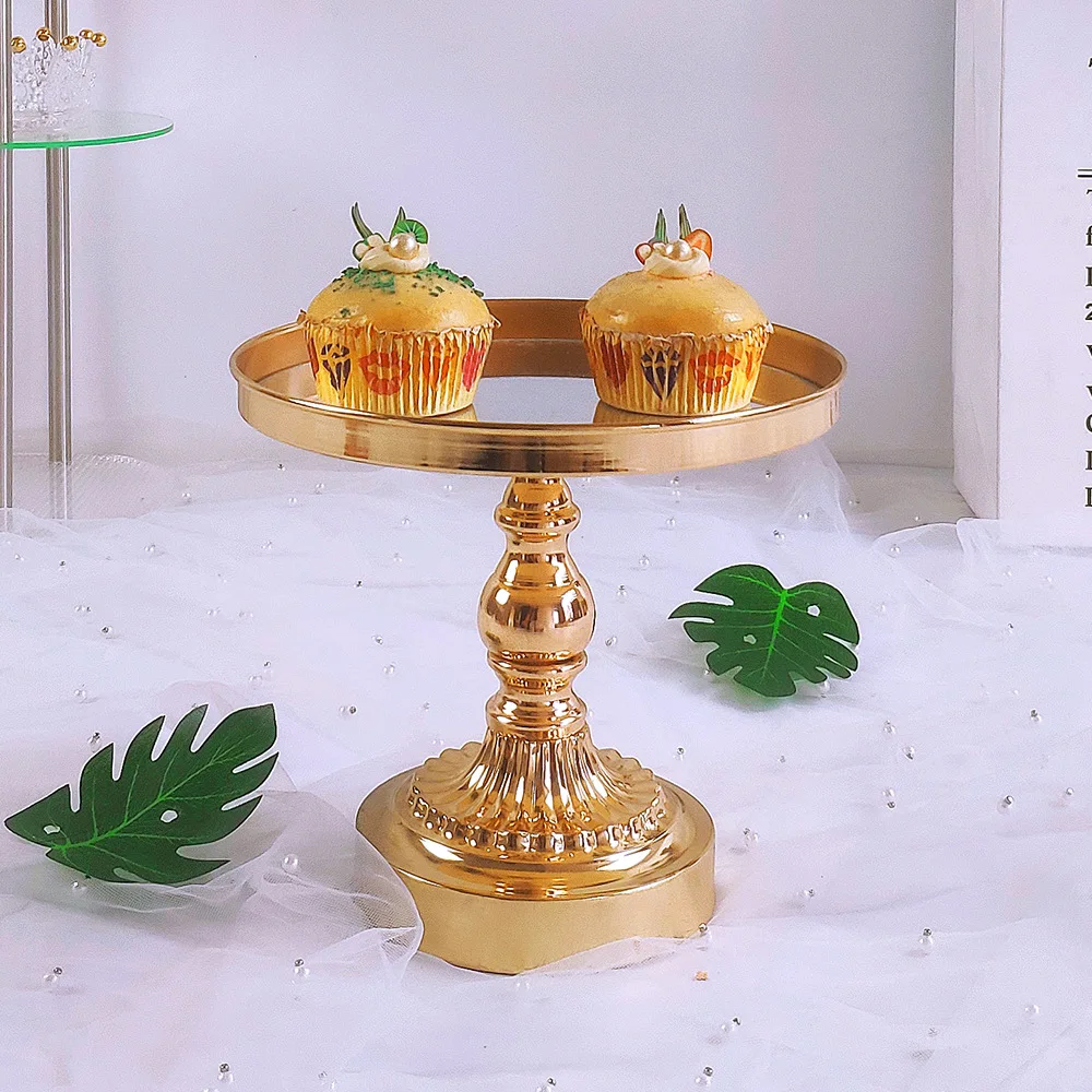 RU Wedding Party Crystal Display Tray Metal Cake Stand Set Table Gold Mirror Cupcake Stand Set