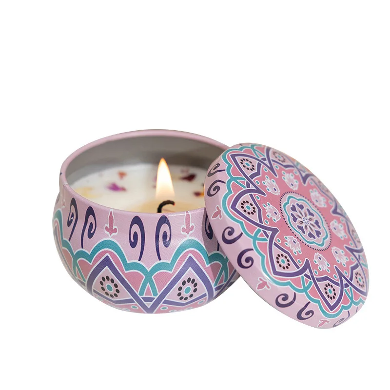 Luxury Handmade Soy Wax Candles Home Decoration Items New Nordic Holiday Tin Dry Flower Scented Candles