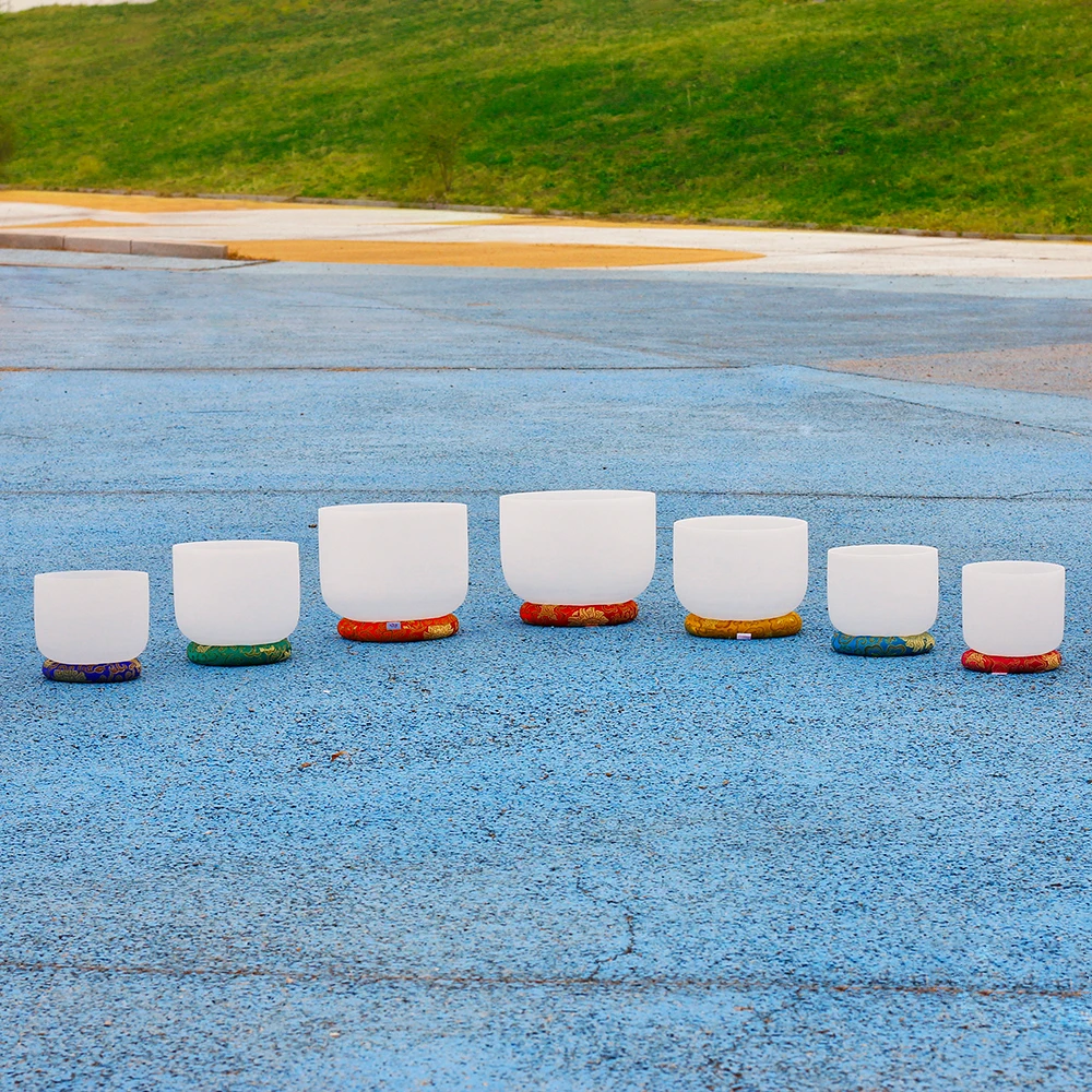 sound healing yoga meditation C D E F G A B C Note  milky white color quartz crystal singing bowl with free o-ring and mallet