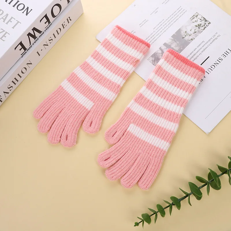 Зимние женские велосипедные перчатки в Корейском стиле кашемировые шерстяные теплые Утепленные с двумя пальцами для улицы вязаные сенсорным экраном