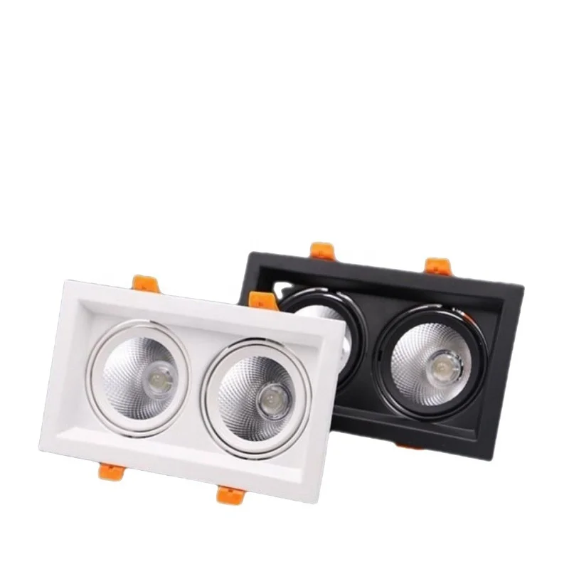Anti-glare Grille Bean Double Row Grille Lamp Recessed Mount Adjustable Frame Embedded Ceiling Spotlight Square LED Downlight