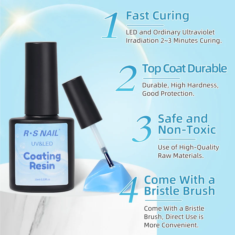 R S Nail High Quality Uv Coating Resin Crystal Transparent Hard Uv Resin Fast Curing Epoxy Resin Ultraviolet Curing Uv Glue