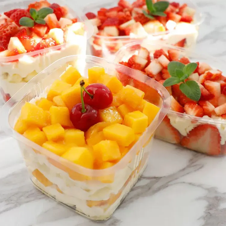 
Disposable Packaging Clear Food Container PP Plastic Square Cake Box 