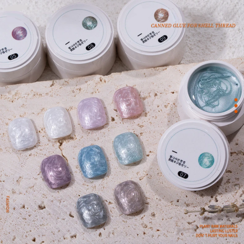 New Winter Pearl Shell Thread Nail Polish Shiny Diamond Gel Glitter Glue Painting Nail Art Design Primer gel