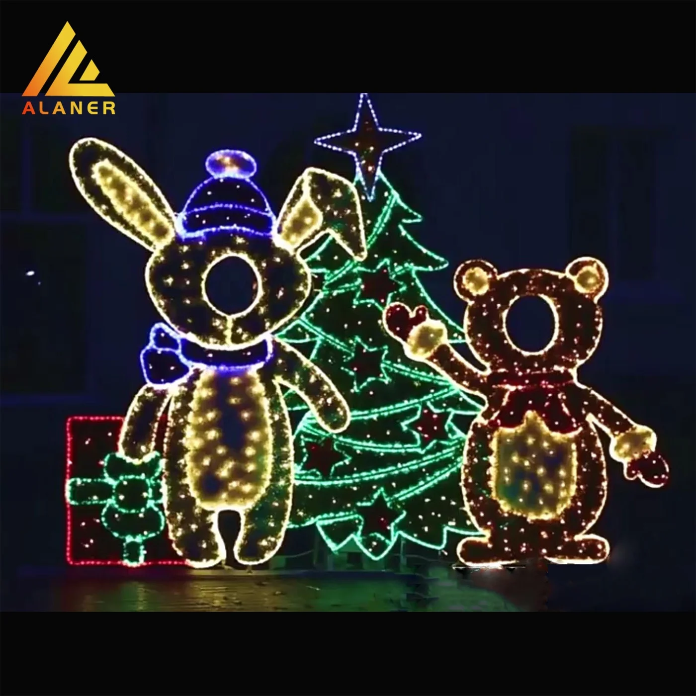 photo frame Shopping Mall Christmas Decoration Motif Light Holiday street Decoration bear Lights