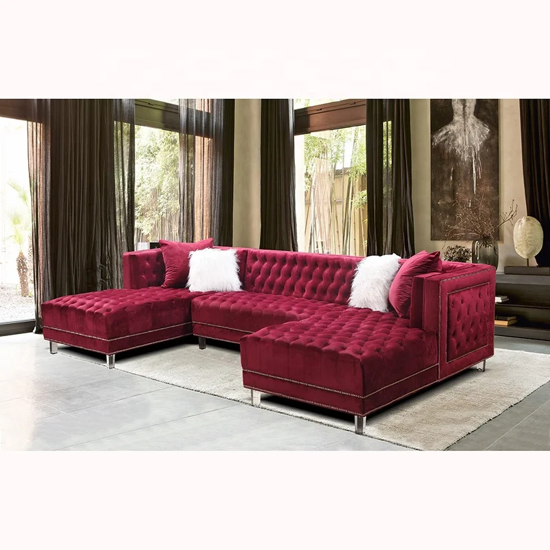 modern fabric sofa italian set furniture single chair for sale red velvet chester european hotel luxury sectional fabric sofa