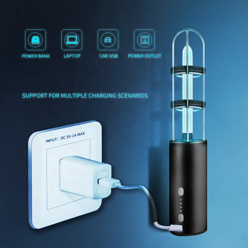 WARSUN Q1mini portable rechargeable family bactericidal lamp uv disinfecting uvc ozone light 185-254nm uv-c sterilization lamp