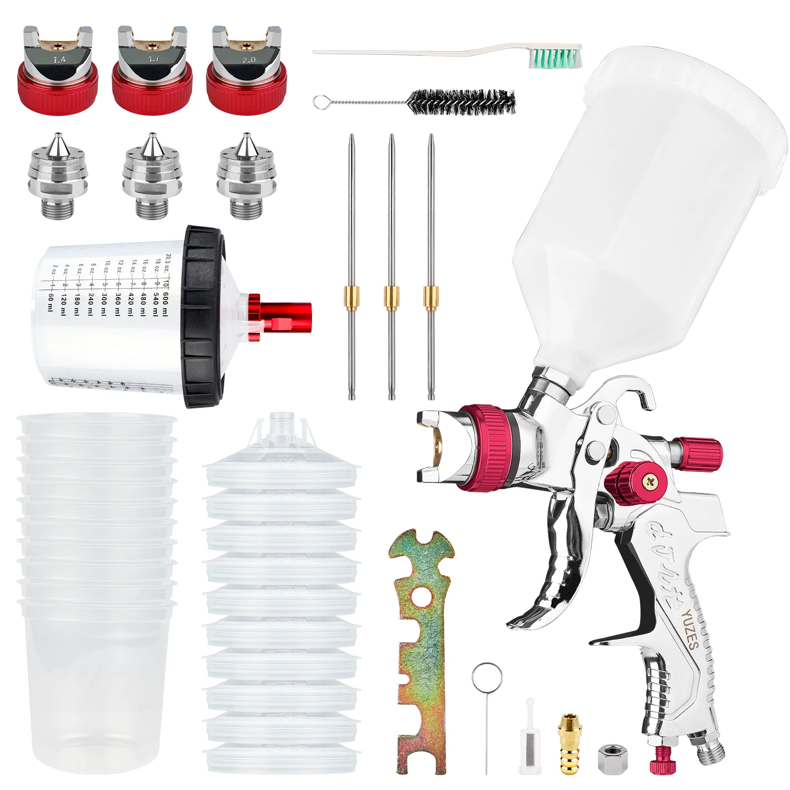 1.4/1.7/2mm Nozzles Automotive Paint Sprayer for Car House Painting Furniture Body Repair Air Spray Paint Gun