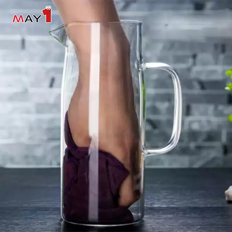 Classical With Steel Lid High Quality Hot Or Frozen Water Glass Jug glass water pitcher