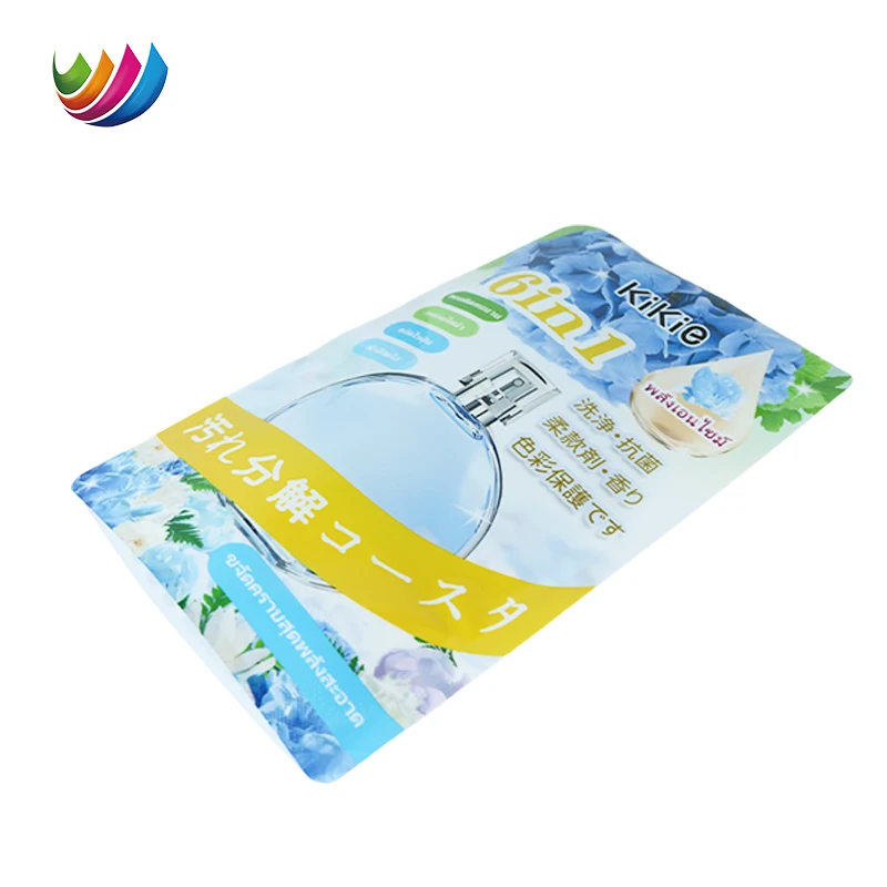 Custom Printed Plastic Detergents Stand Up Fabric Softener Laundry Detergent Laundry Care Solution Package Bag