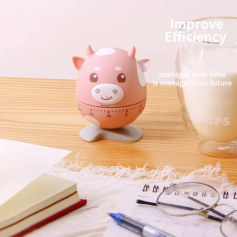 60 Minute Kitchen Timer Cute Animal Cow Countdown Clock For