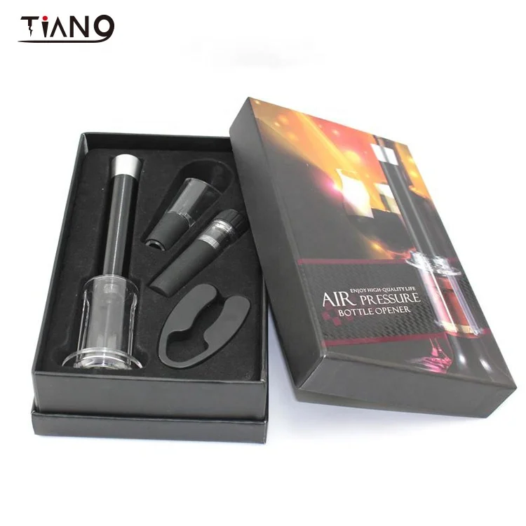 Wholesale Air Pump Wine Opener Pressure corkscrew Corkscrew Set Gift Box 4-piece Wine Accessory Tool Kit