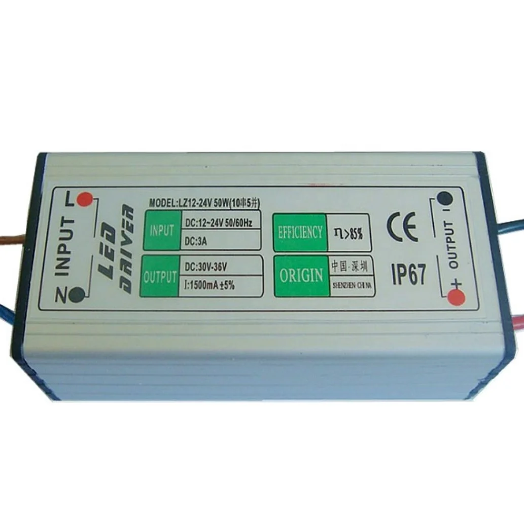 Constant current 50W 1500mA boost led driver 12-24vdc input for solar lamp