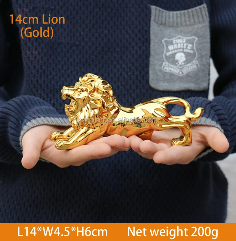 2024 New Arrival Handmade Resin Carton Animal Lions Statue Electroplated Gold Silvery Artificial Lifelike for Home Decoration