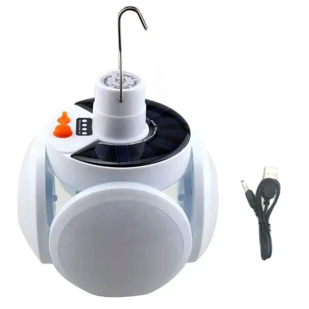 Hot Sale Portable Outdoor Tent Camping Lamps USB Solar Rechargeable Waterproof Dimming Solar Football Foldable LED Camping Light