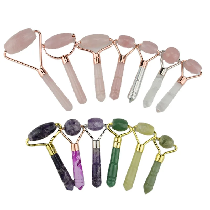 Natural Stone Rose Quartz Nephrite Anti Aging Facial mini jade roller