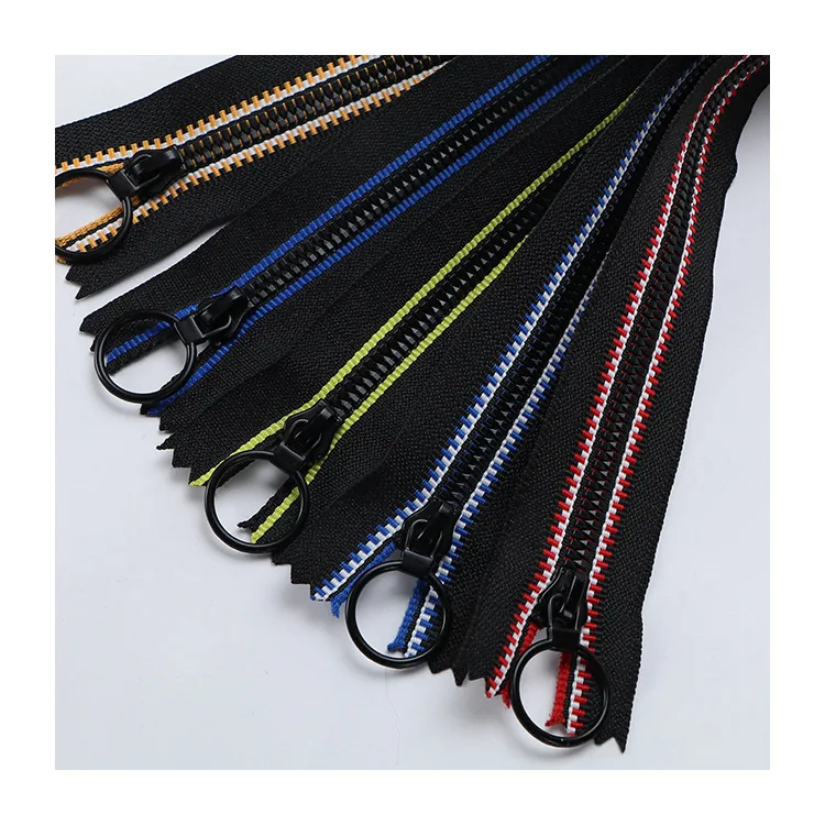 3#5#8#croptop Corn teeth self-locking Clothing special woven belt zipper Open-end ribbon long chain resin Plastic Zip with ring