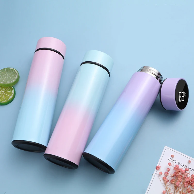 500ml Smart Water Bottle Temperature Show With thermal LED smart Water Bottle drinking water bottle insulated flask thermos