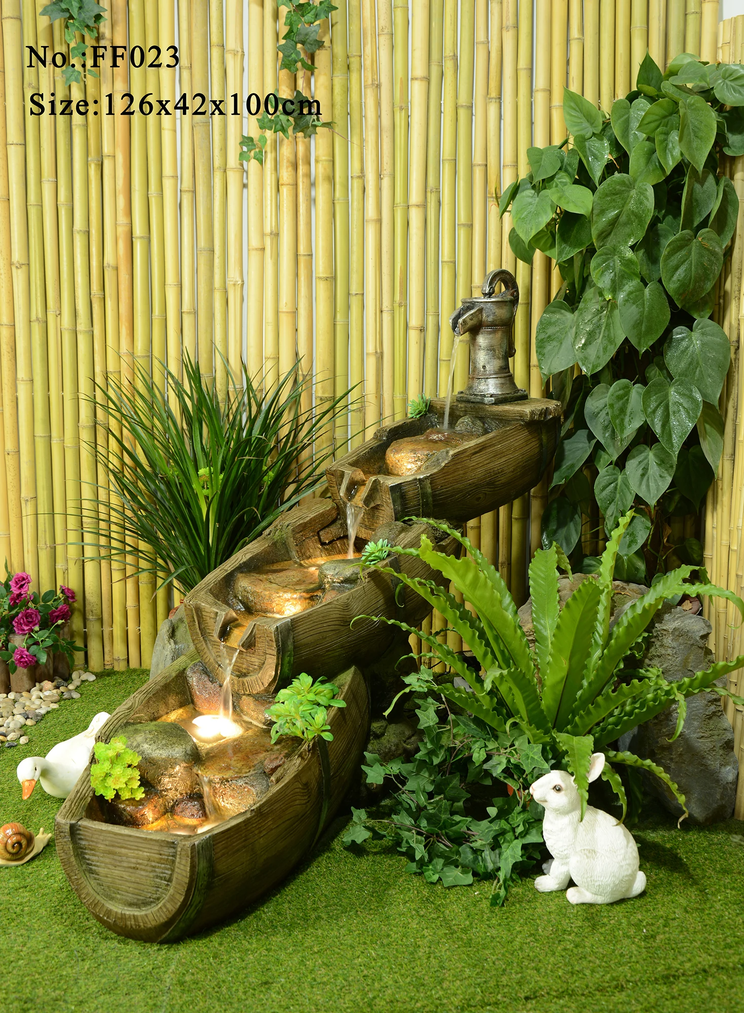 Home Decoration Indoor Outdoor Water Feature Fountains Pet Garden Water Fountain Rock Garden Resin Craft Fountain