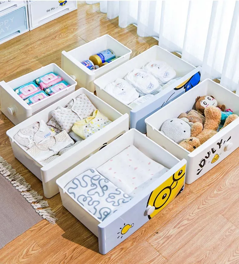 Cartoon designs kids plastic diy wardrobe storage folding cupboard baby wardrobe children cabinet