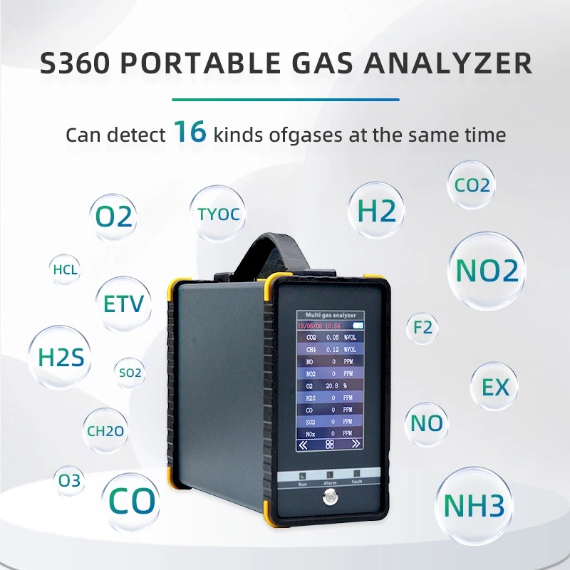 IP65 S360 Portable Industrial Gas Analyzer Detector Carbon Monoxide with Display and Built-In Pump Suction Type