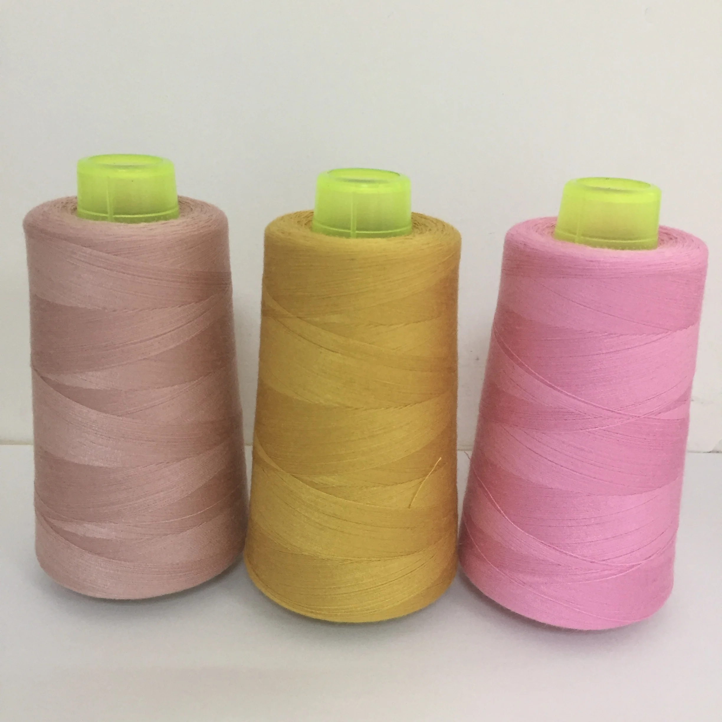 Wuhan manufacture spun polyester overlock sewing thread AAA high quality 50s/2 50s/3