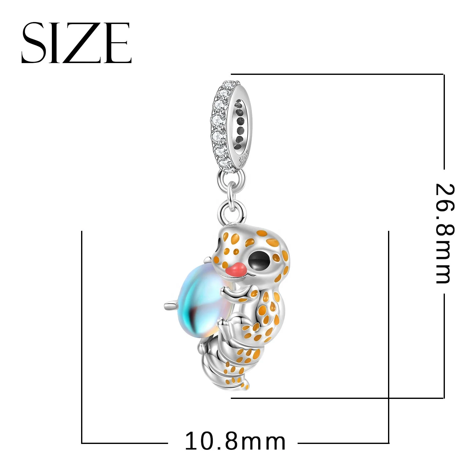 Cute Animal Giraffe Frog Caterpillar Moonstone Pendant 925 Sterling Silver Heart Charm beads for Bracelet Women Jewelry making