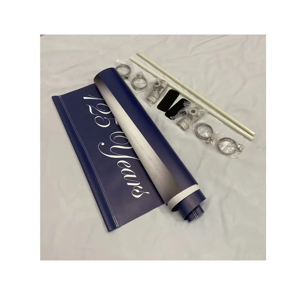 Outside Flying Customized 13 oz matte vinyl material PVC Lamppost Banner for Street