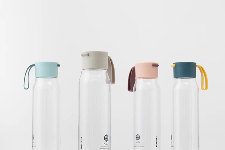 
BPA free PLASTIC FLASK BOTTLE with silicone strap, 550ml sport drinking water tritan bottle 