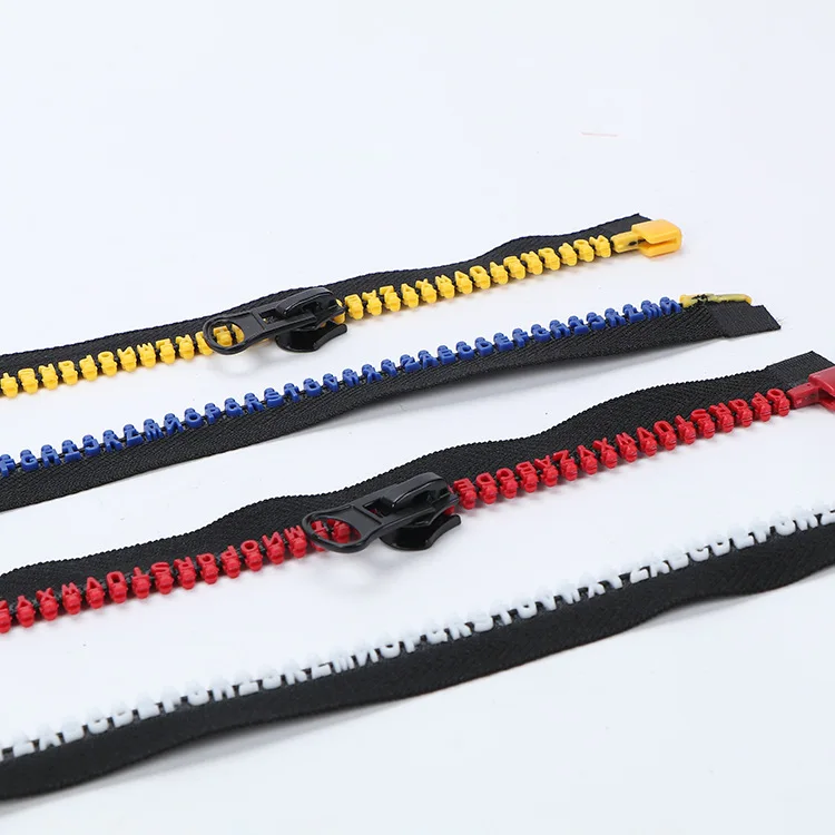 5#8#Letter tooth resin zipper Track teether tooth zipper Contrast color colorful English text tooth plastic zipper long chain