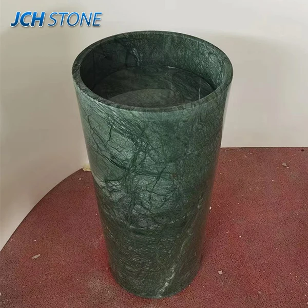 black marble stone pedestal shampoo sinks cylindrical washbasin free standing art wash basin