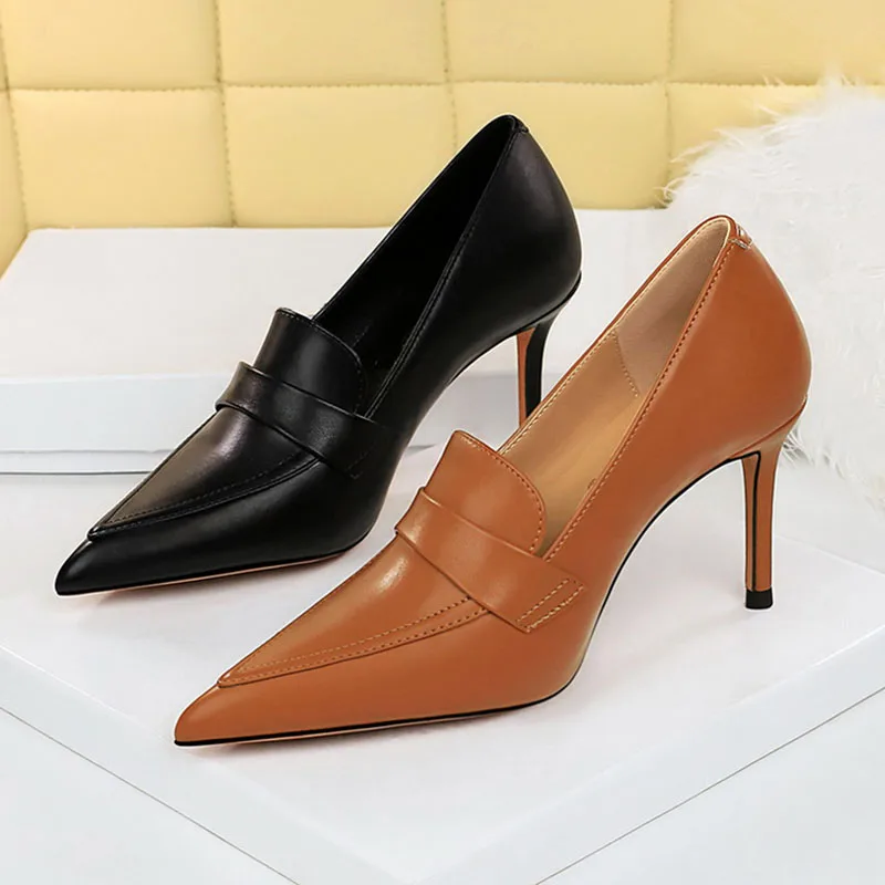 Chunky Wedding Party 34-40 High Heels Crystal Ankle Strap Buckle Party Women Shoes Heels Silk Pointed Toe Shallow Pumps Solid