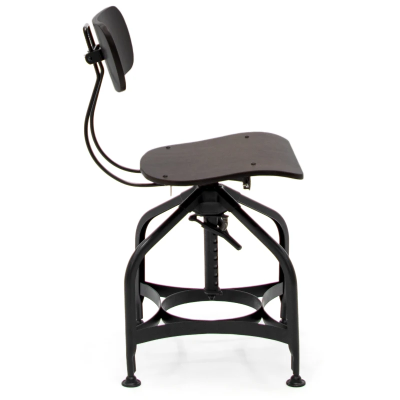 Industrial Adjustable Barstool Plywood Counter Height Bar Height Chair Bar Stool with Back Rest for Home Cafe Bar Table